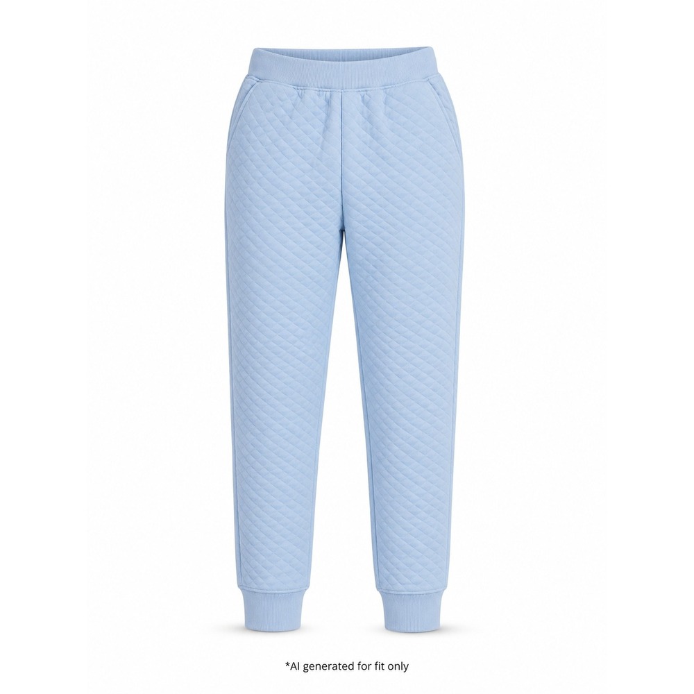 Lands' End Quilted Diamond Jogger Sweatpants Women L Light Blue